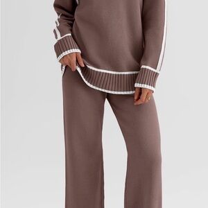 Cozy Knit Two-Piece Set with Contrast Trim